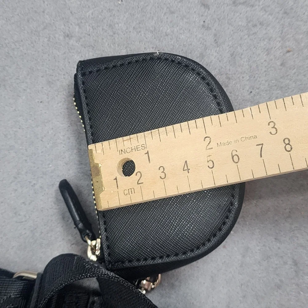 DKNY Crossbody Bag Black Saffiano Leather Logo Strap Coin Purse Womens Small